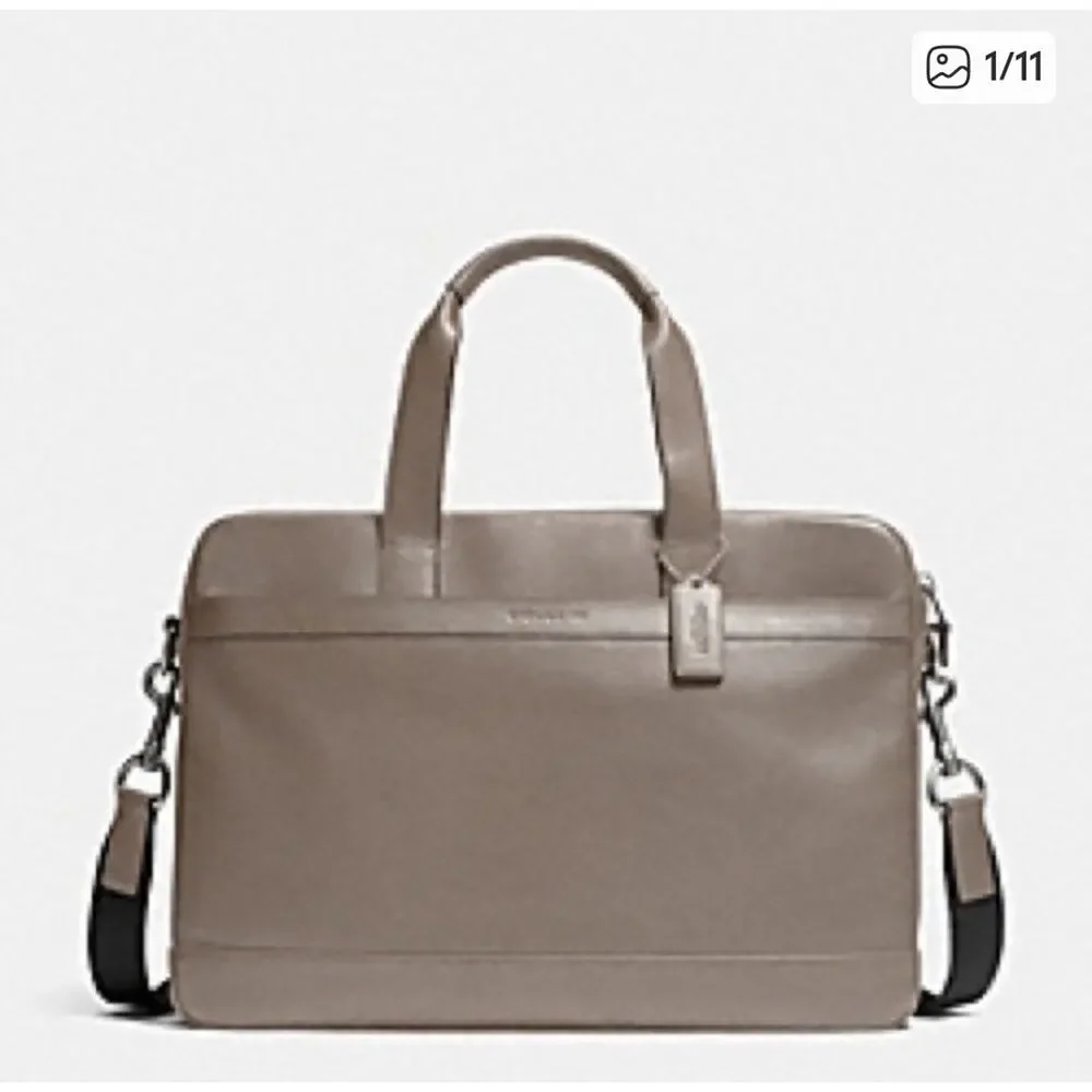 Coach Hudson Leather Briefcase in Fog Style F71561 Career Old Money Work Unisex